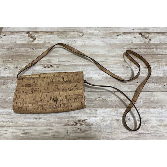 Anne Klein Purse Womens Tan Small Crossbody Cork Design Faux Leather - Picture 3 of 16